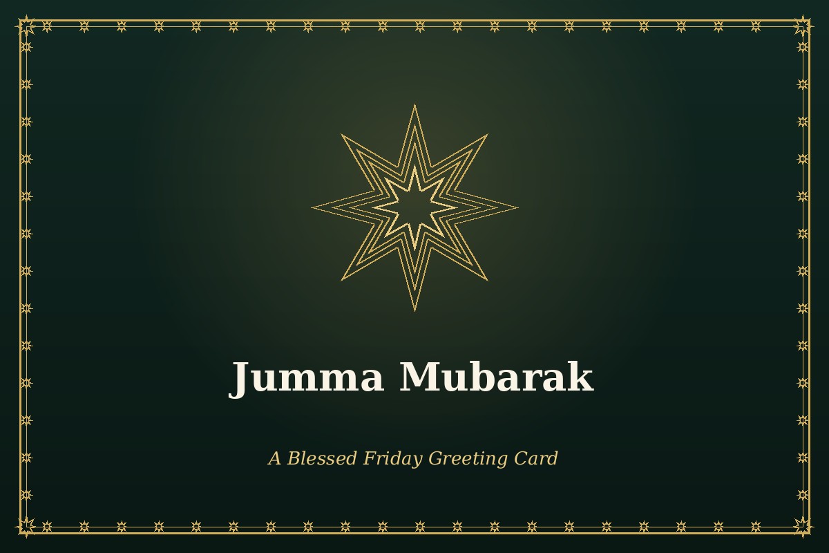 Jumma Mubarak greeting card with blessed Friday wishes in English