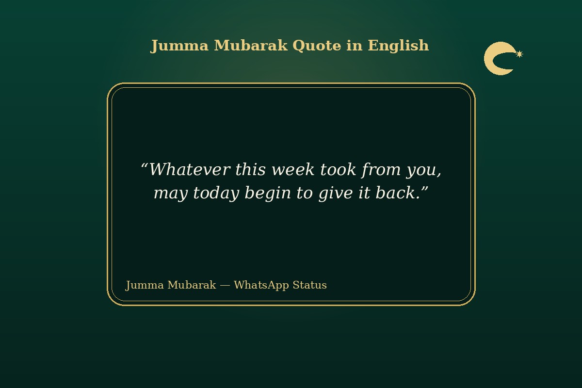 Jumma Mubarak quote in English shared as a WhatsApp status