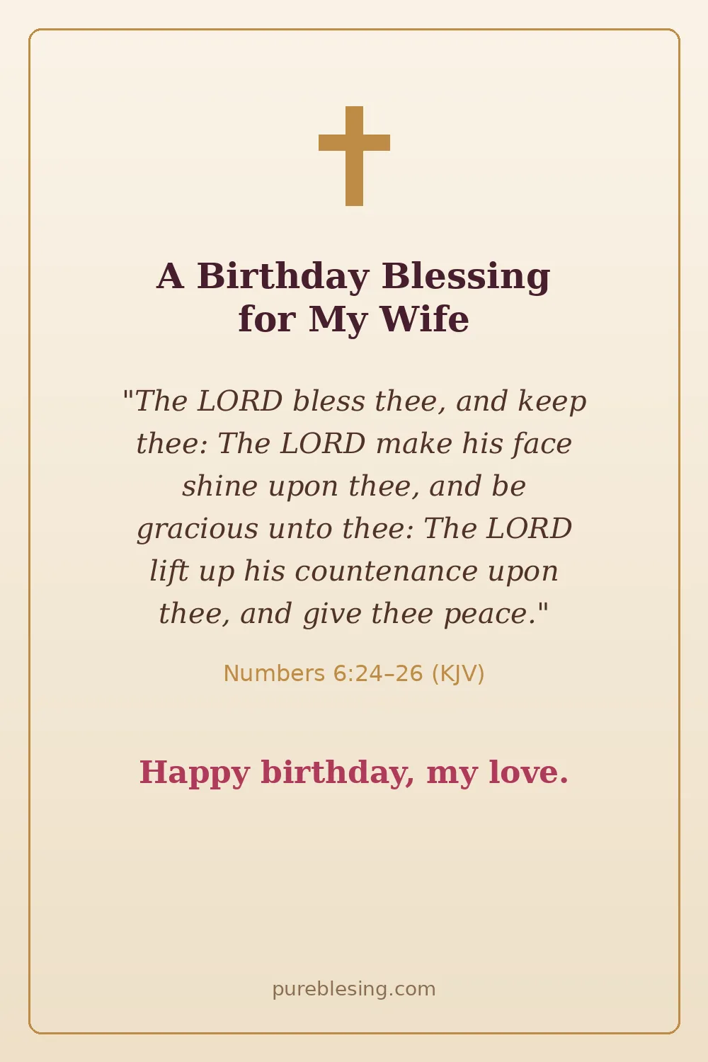 bible verse birthday blessings for wife - Numbers 6:24-26 card