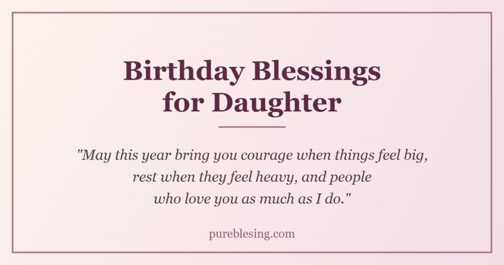 Handwritten style birthday blessings for daughter card with a short blessing from a parent