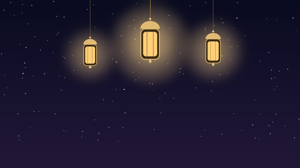 Glowing Islamic lanterns at night, evoking the calm of the good night dua before sleep