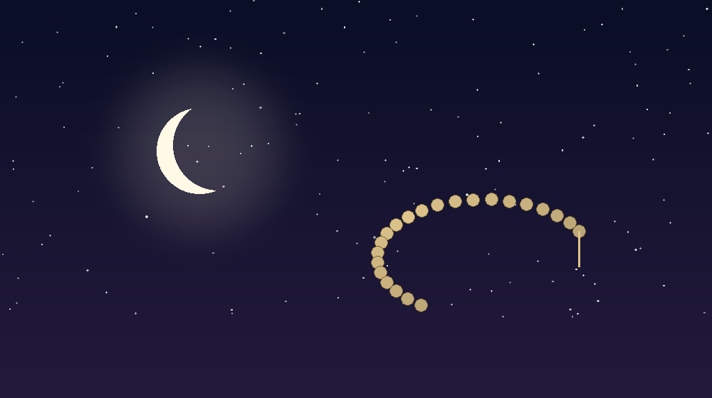 Crescent moon and tasbih prayer beads, symbolizing dhikr after the good night dua