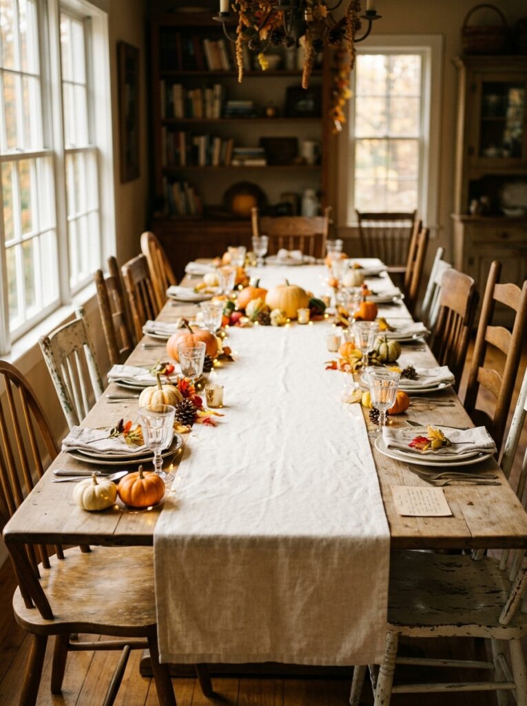 Thanksgiving quotes for family on a warm autumn dining table
