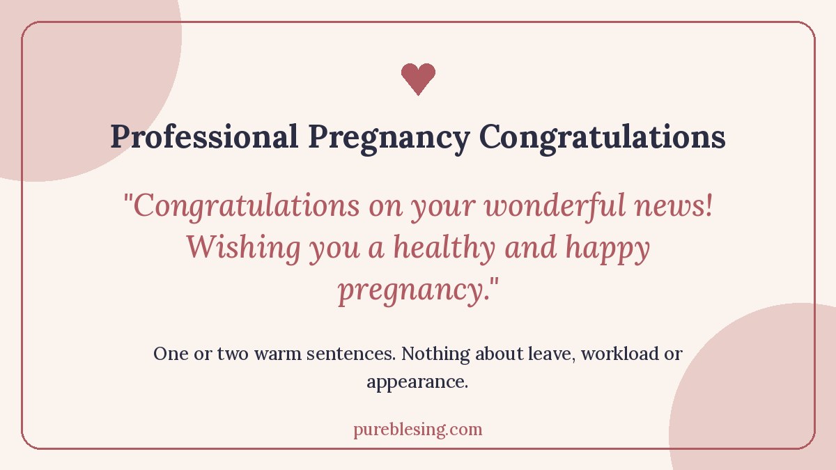 Professional pregnancy congratulations message for a coworker or boss